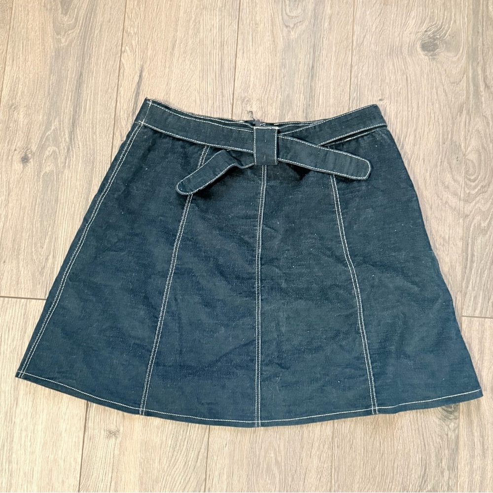 Lela Sky Corduroy A-Line Skirt with Belt Sz small